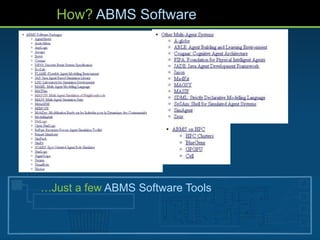 How? ABMS Software
…Just a few ABMS Software Tools
 