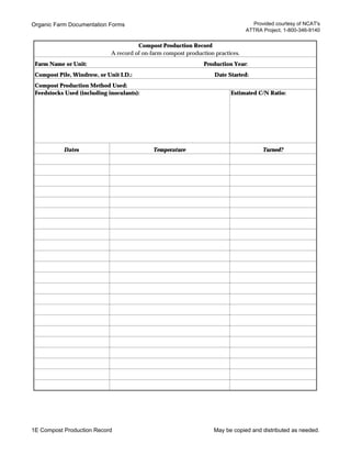 Organic Field Crops Documentation Forms | PDF