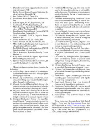 Organic Field Crops Documentation Forms | PDF