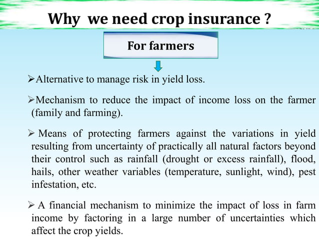Crop insurance in India | PPTX | Motor Insurance | Insurance