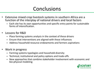 Crop-livestock intensification in Southern Africa: Drivers, opportunities and crop residue utilization