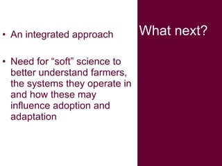 Crop-livestock systems in West Africa: Update on past work