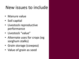Crop-livestock systems in West Africa: Update on past work