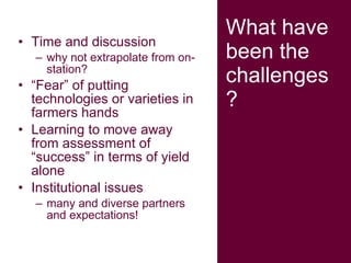 Crop-livestock systems in West Africa: Update on past work