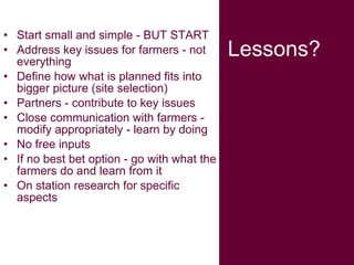 Crop-livestock systems in West Africa: Update on past work