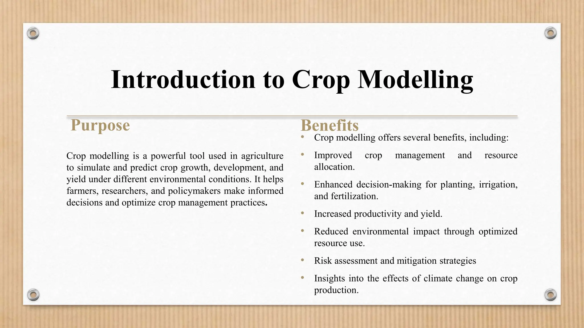 Crop Modelling and its types and softwares used | PPTX