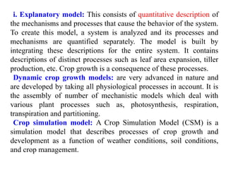 Crop modelling Apllication in agriculture | PPTX