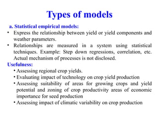 Crop modelling Apllication in agriculture | PPTX