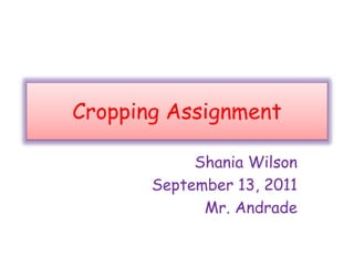 Cropping Assignment
Shania Wilson
September 13, 2011
Mr. Andrade
 