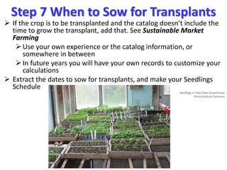 Step 7 When to Sow for Transplants
 If the crop is to be transplanted and the catalog doesn’t include the
time to grow th...