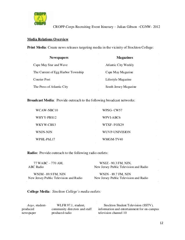 event itinerary