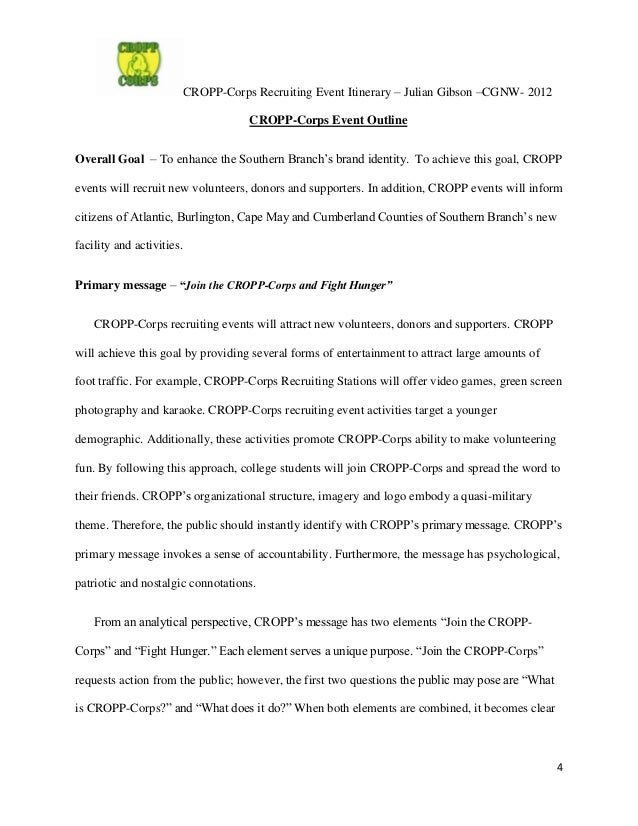 cropp program event protocol and itinerary