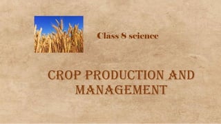 Crop production and
management
Class 8 science
 