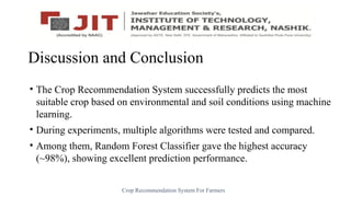 Smart Crop Recommendation System Using Machine Learning for Farmers | PPTX