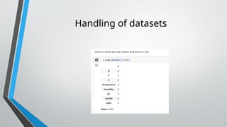 Handling of datasets
 