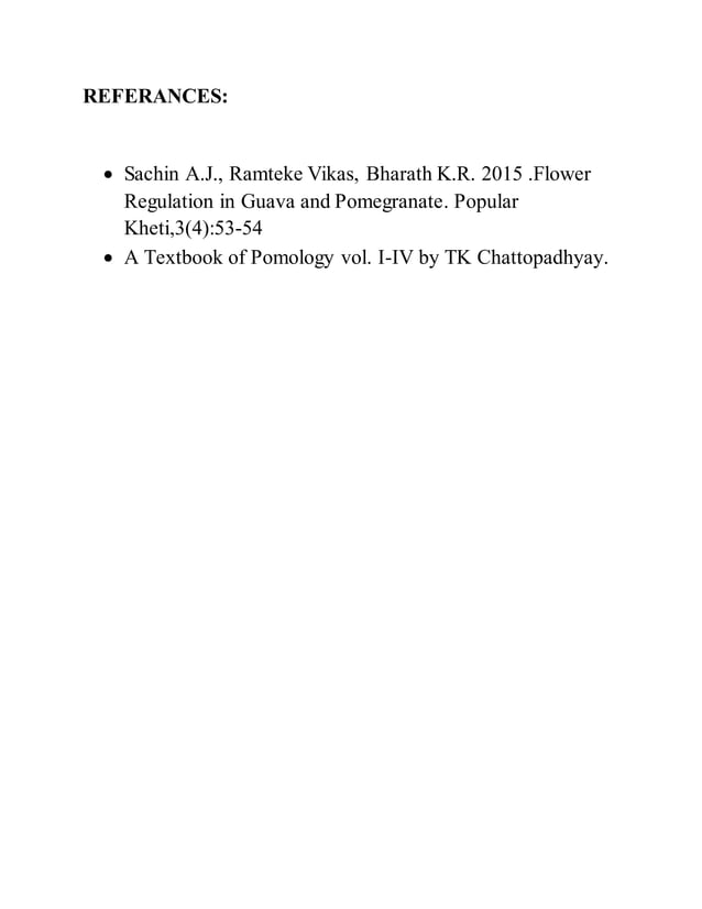 Crop regulation in guava and pomegranate | DOCX | Agriculture | Industries