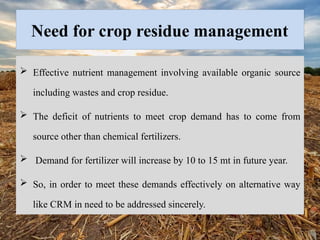 CROP RESIDUE MANAGEMANT AND ITS EFFECT ON SOIL HEALTH | PPTX