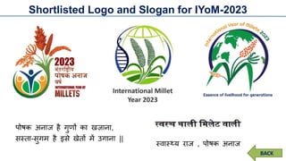 Shortlisted Logo and Slogan for IYoM-2023
26
BACK
 