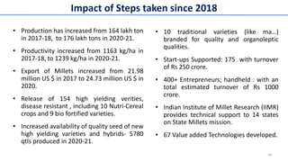 Impact of Steps taken since 2018
• Production has increased from 164 lakh ton
in 2017-18, to 176 lakh tons in 2020-21.
• P...