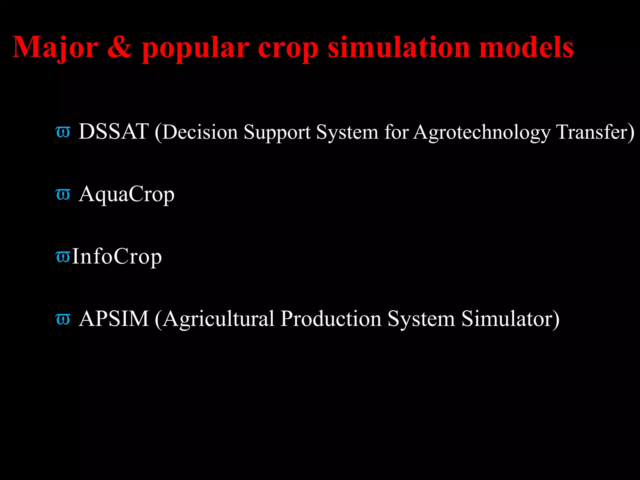 Crop simulation model | PDF | Agriculture | Industries