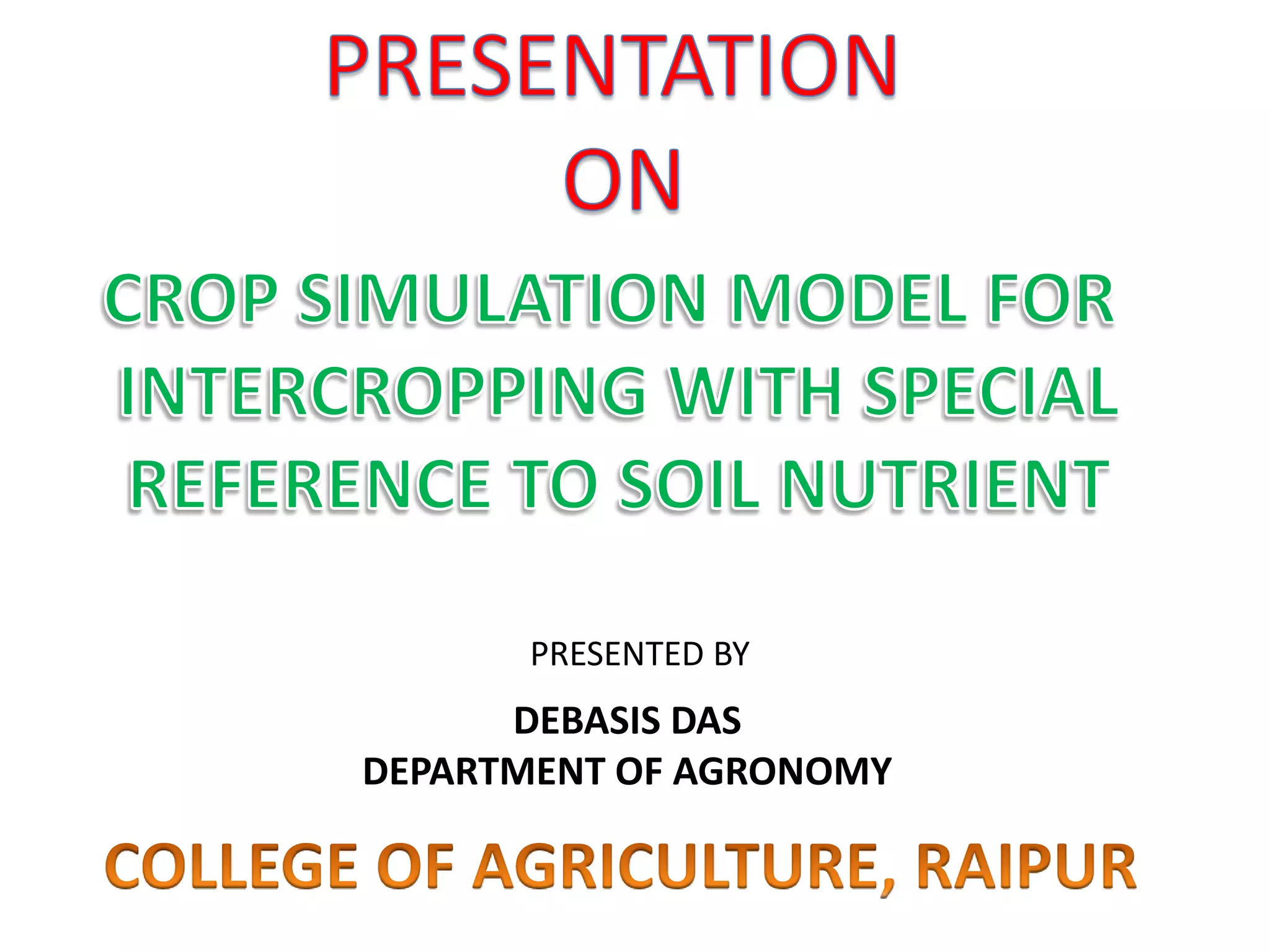 Crop simulation model for intercropping | PPTX