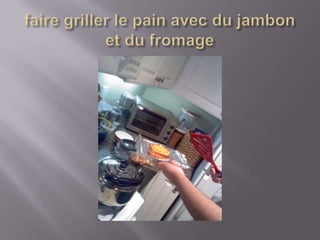 faire griller le pain avec du jambon et du fromage