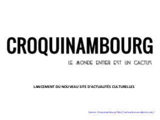 LANCEMENT DU NOUVEAU SITE D’ACTUALITÉS CULTURELLES




                           Source: Croquinambourg http://cactusdeco.wordpress.com/
 