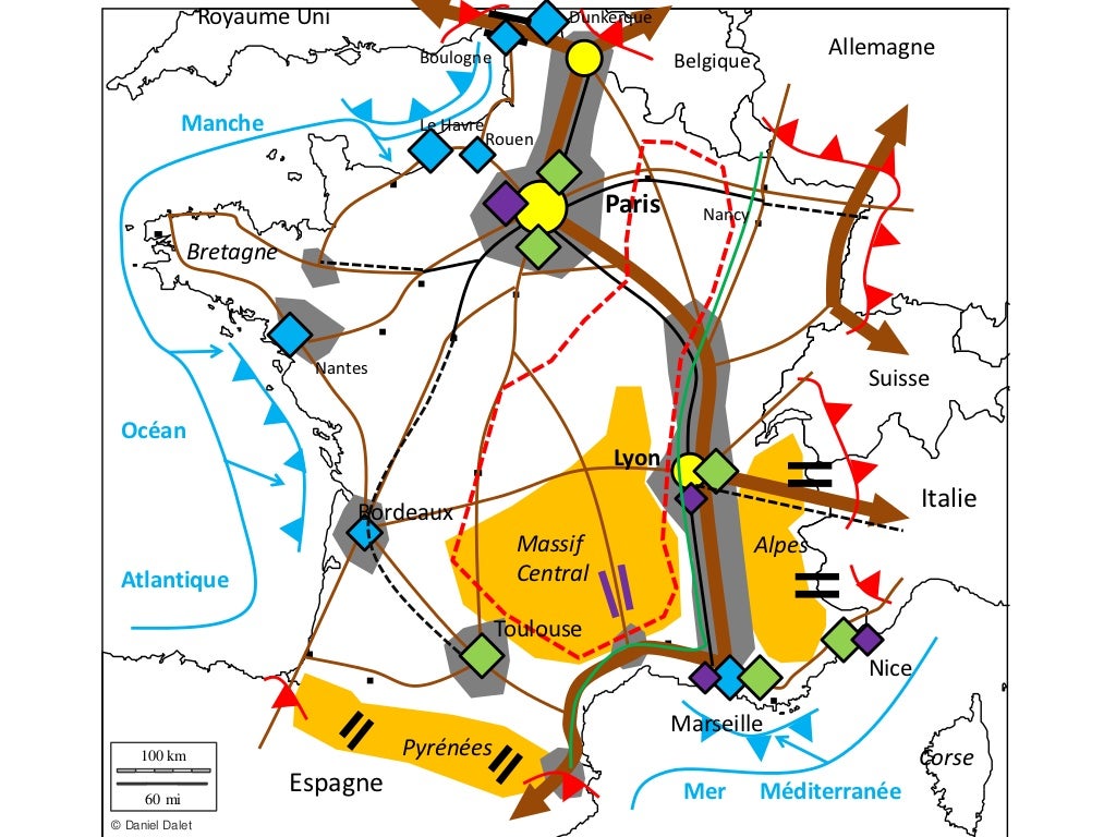 Croquis réseaux et flux du territoire français Croquis réseaux et flux du territoire français