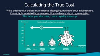 While dealing with endless maintenance, debugging/tracing of your infrastructure,
Cross-platform related bugs are most likely to have a visual representation.
The later you discover, costs rapidly scale-up.
Calculating the True Cost
 