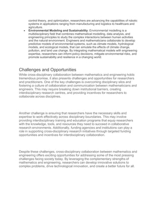 Cross-Disciplinary Collaboration: Bridging Mathematics and engineering ...