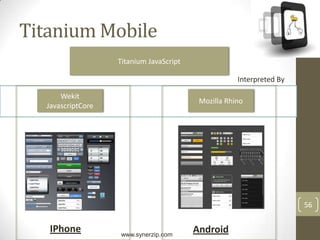 30JavaScript to native and backAll these browser engine (most common being webkit) support Javascript to talk to native code and backNative Code(Java/C++/ObjC)HTML/JavascriptJSON packets