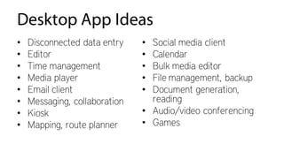 Electron
Cons:
• HTML + CSS + JavaScript
• Seriously, JavaScript
• Native modules in C/C++
 