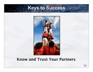 Keys to Success




Know and Trust Your Partners
                               31
 