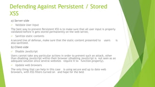 Cross Site Scripting Defense Presentation | PPTX
