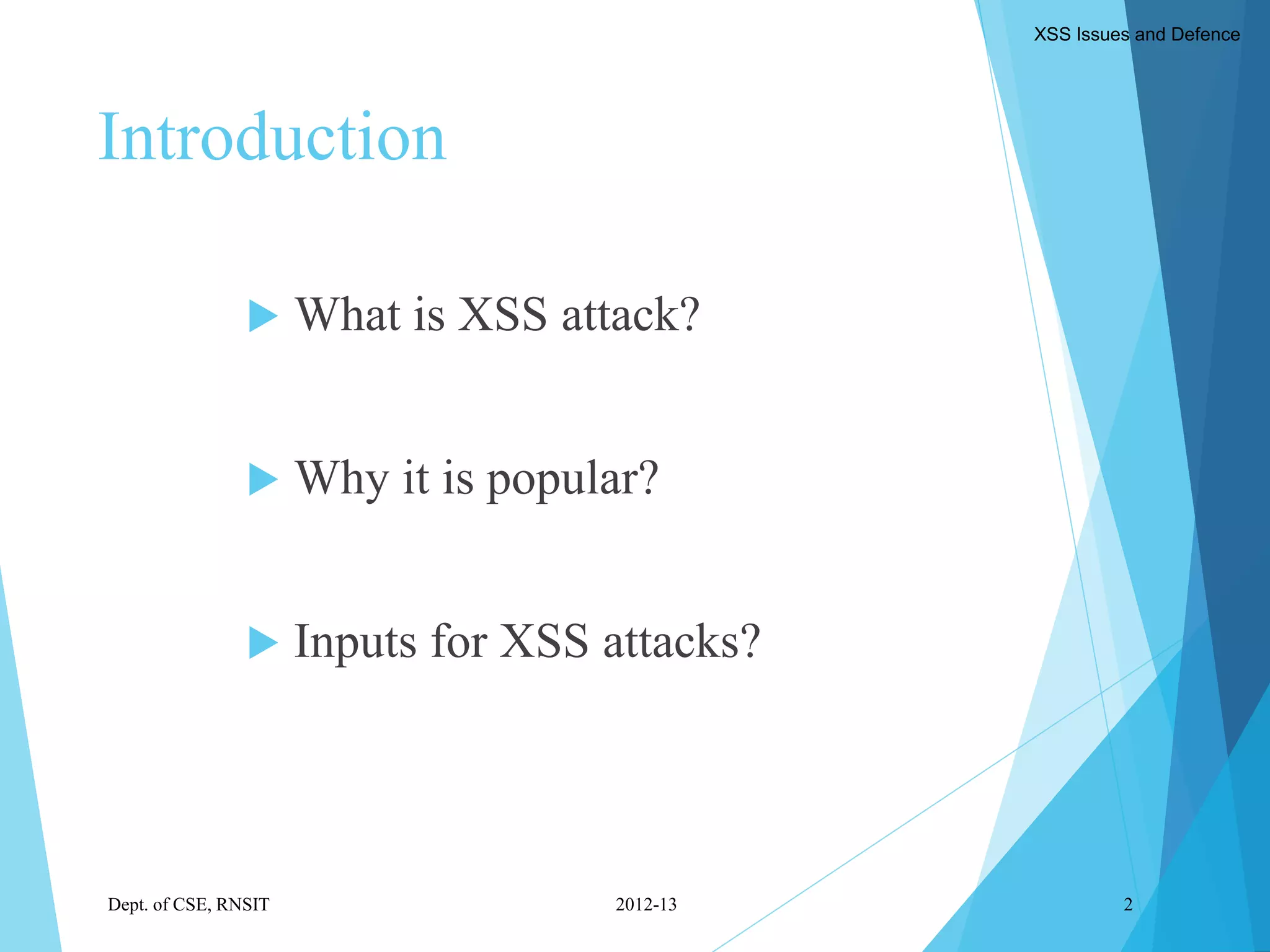 Cross site scripting (xss) attacks issues and defense - by sandeep ...