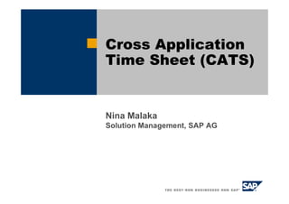 Nina Malaka
Solution Management, SAP AG
Cross Application
Time Sheet (CATS)
 