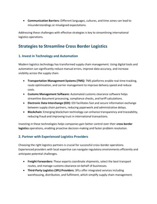 Cross Border Logistics- Strategies to Streamline International Supply ...