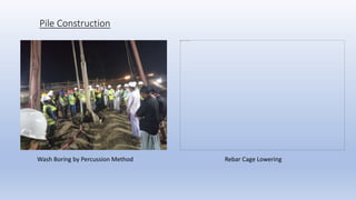 Pile Construction
Wash Boring by Percussion Method Rebar Cage Lowering
 