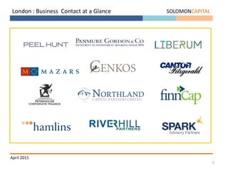 7
SOLOMONCAPITALLondon : Business Contact at a Glance
April 2015
 