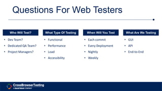 Manual, Visual, and Automated Testing For Web Apps | PPTX