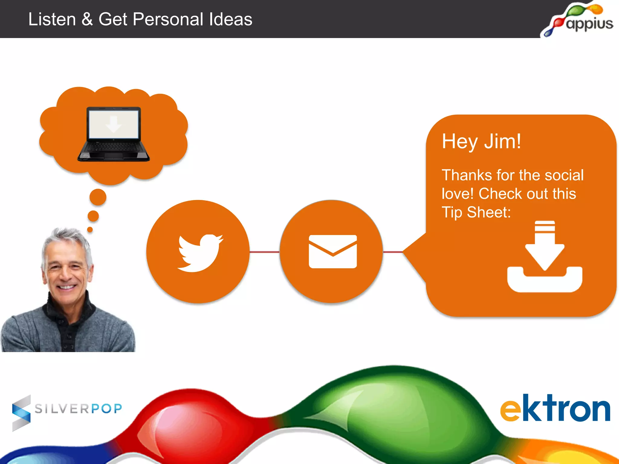 Hey Jim!
Thanks for the social
love! Check out this
Tip Sheet:
Listen & Get Personal Ideas
 