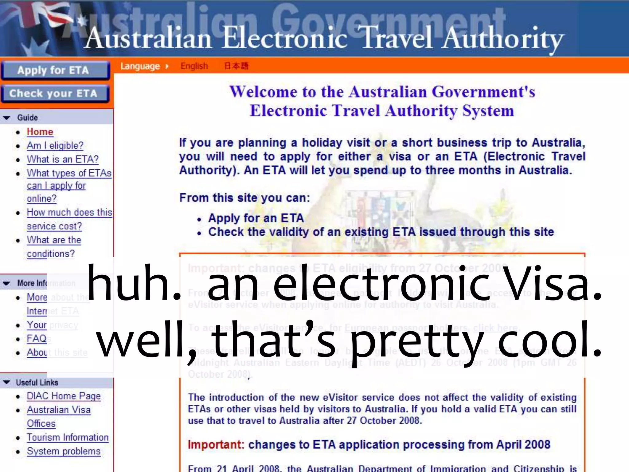 huh.  an electronic Visa.  well, that’s pretty cool.