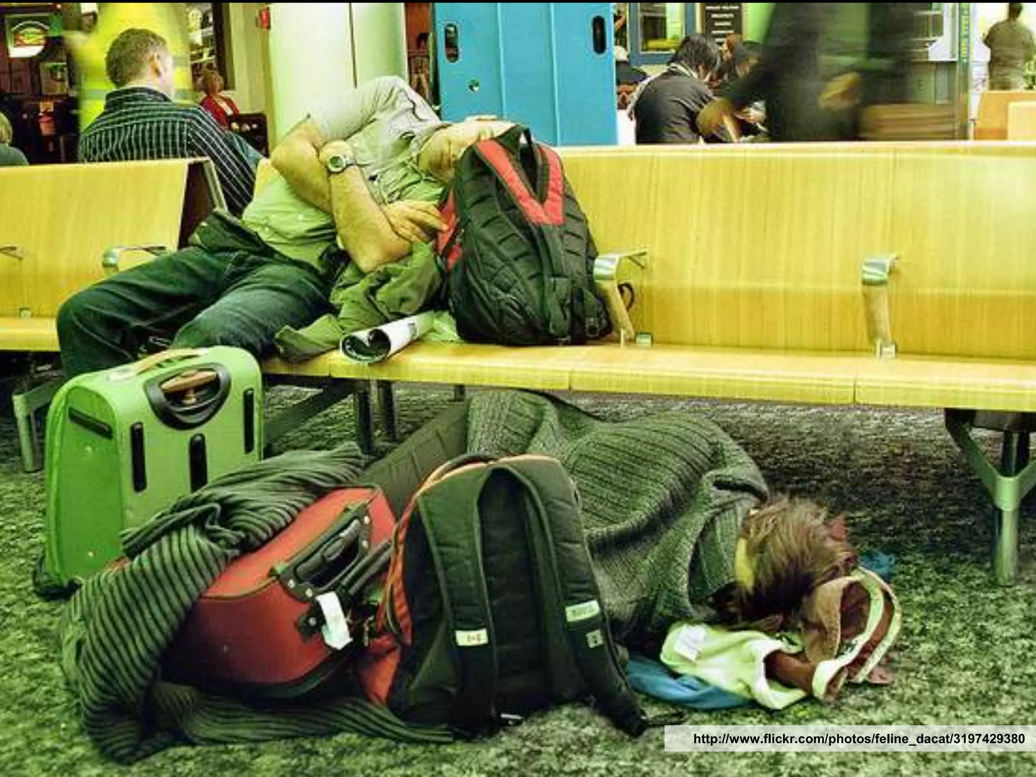 Sleeping at Airporthttp://www.flickr.com/photos/feline_dacat/3197429380