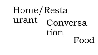 Conversa
tion
Food
Home/Resta
urant
 