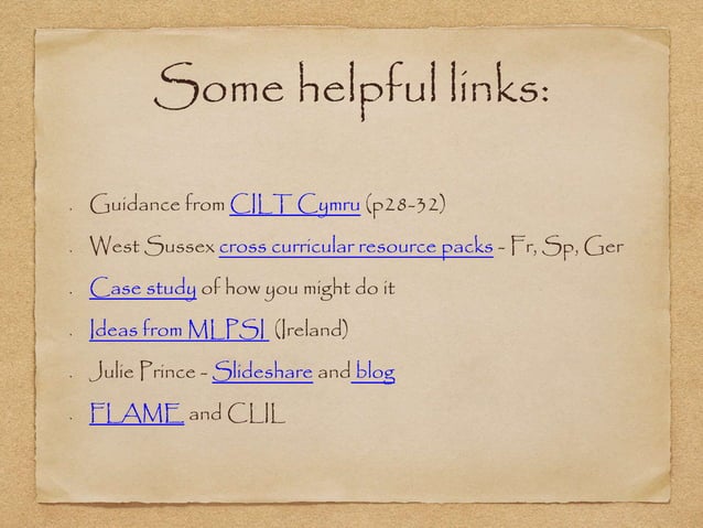 Making Links - Cross curricular language learning | PPT