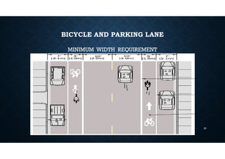 BICYCLE AND PARKING LANE
MINIMUM WIDTH REQUIREMENT
30
 