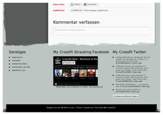 Sonstiges
Registrieren
Anmelden
Artikel-Feed (RSS)
Kommentare als RSS
WordPress.com
My Crossfit Straubing Facebook
Tobias Eric Marcus Markus Martin Silvia
Crossfit Wod - Workout of the Day
56 Personen gefällt Crossfit Wod - Workout of the Day
Gefällt mir
Soziales Plug-in von Facebook
Hobby Blog - No Crossfit Box or Studio - Non commercial
My Crossfit Twitter
Heutige WOD Amrap: 20 Minuten 20 x Air
squats 10 x Burpees 20 x Situps 10 x
Frontsquats 20 x Pushups...
fb.me/WcvQ4Qle 21 hours ago
Griffkraft Training entscheidend im
Crossfit Training. Wer kennt das nicht,
wenn noch Pullups, oder Foot to Bar...
fb.me/26YyZKBKh 3 days ago
Griffkraft Training entscheidend im
Crossfit Training. Wer kennt das nicht,
wenn noch Pullups, oder Foot to Bar...
fb.me/1NuWHZGbw 3 days ago
Mal drüber nachdenken ... ob squaten
was bringt fb.me/2laVePe2p 5 days ago
Squats sind nicht schädlich :)
fb.me/DEcwIQ7R 5 days ago
@mycrossfitwod@mycrossfitwod folgenfolgen
Share this:
Gefällt mir: Einem Blogger gefällt dies.
Kommentar verfassen
Bloggen Sie auf WordPress.com. | Theme: Greyzed von The Forge Web Creations.
Gib hier Deinen Kommentar ein ...Gib hier Deinen Kommentar ein ...
 