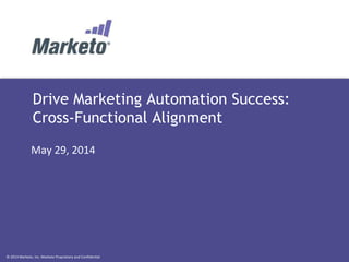© 2013 Marketo, Inc. Marketo Proprietary and Confidential
Drive Marketing Automation Success:
Cross-Functional Alignment
May 29, 2014
 