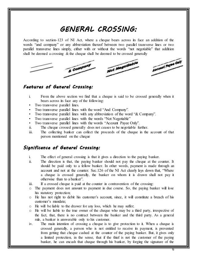 Crossing & endorsement