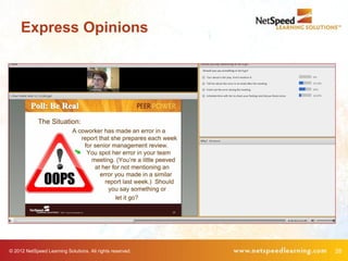 Express Opinions




© 2012 NetSpeed Learning Solutions. All rights reserved.   28
 